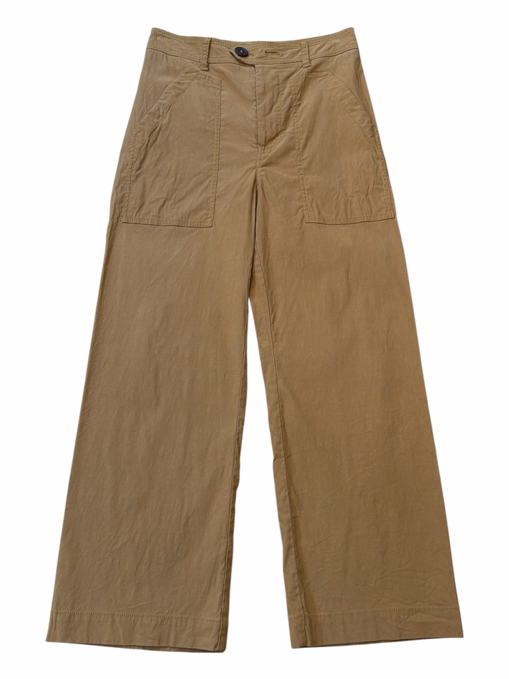 Anthropologie Maeve High-Rise Wide Leg Utility Patch Pocket Pants - Camel Tan